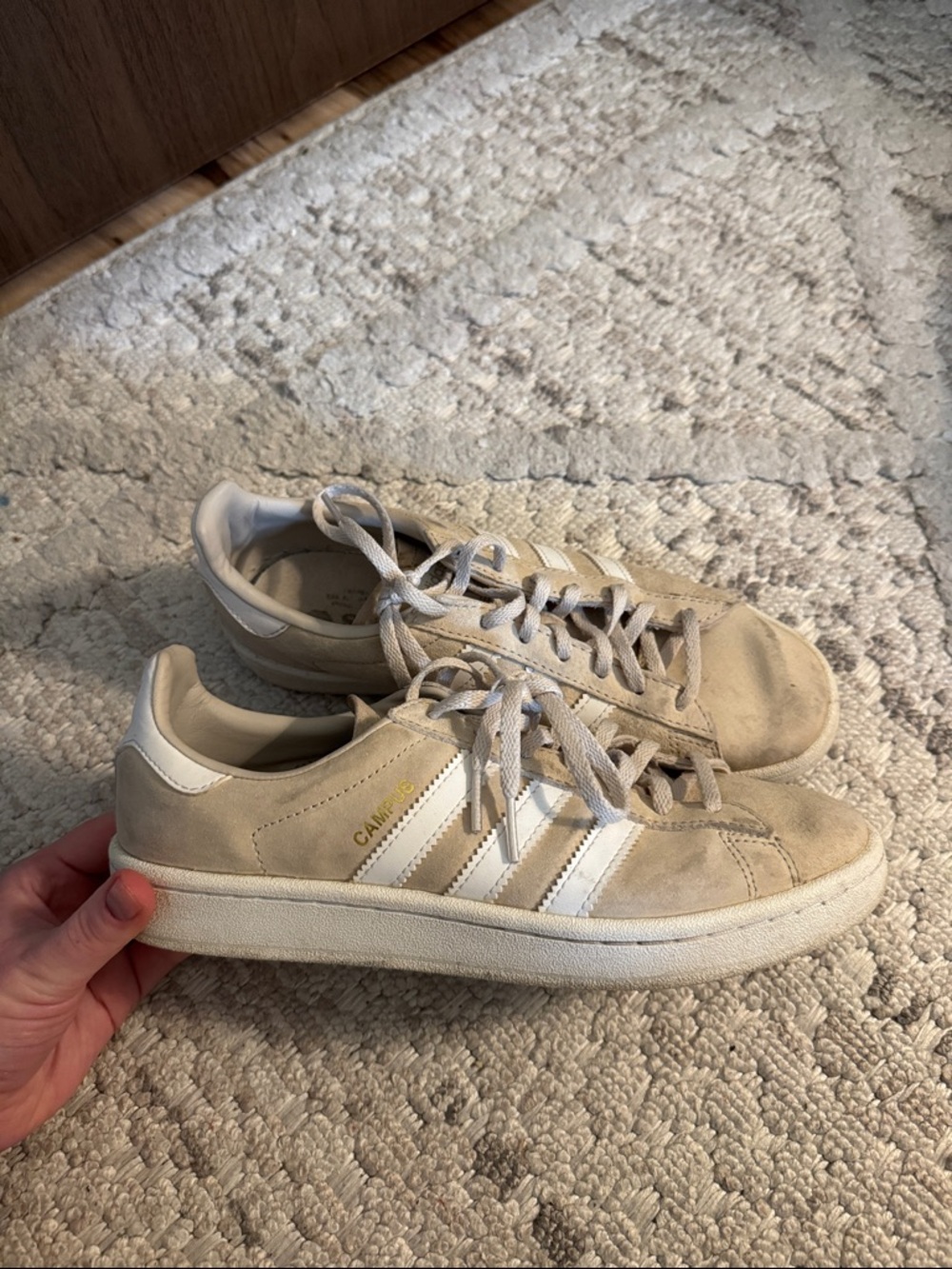 adidas Beige and White Women's Sneakers - Classic Low-Top Campus Style